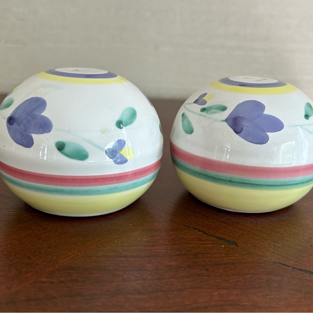 Floral Ceramic Round Salt and Pepper Shakers -  Multicolor